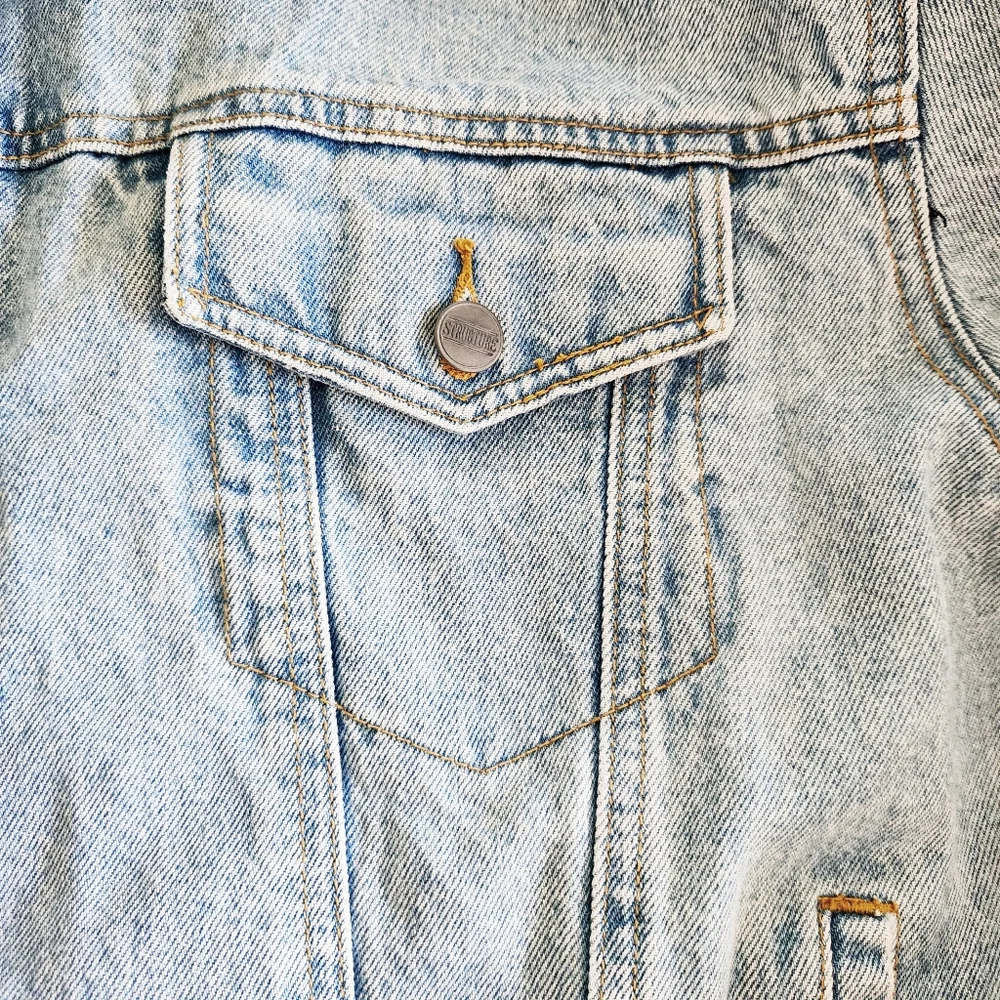 Vintage 90s Men's Structure Jean Denim Trucker Jacket 100% Cotton Size Large